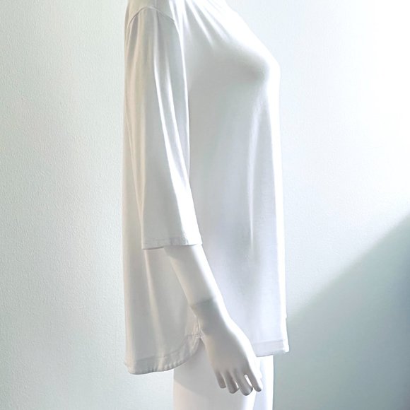 J Jill Wearever Collection Round Neck 3/4 Sleeve, White Top Tunic, L - Picture 5 of 7